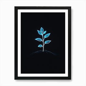 Plant Growing On A Black Background 1 Art Print