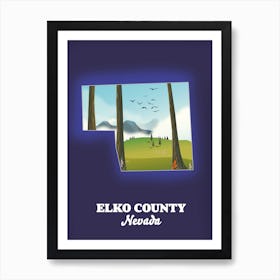 Elko County Nevada travel map Art Print