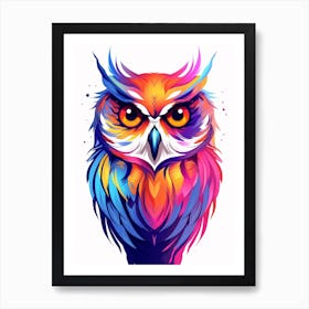 Colourful Geometric Bird Owl Art Print