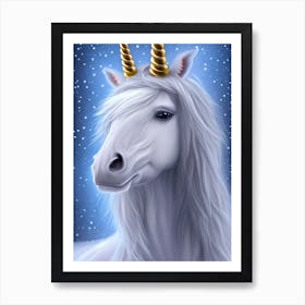 Unicorn With Golden Horns Art Print