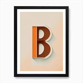 B, Letter, Alphabet Retro Minimal 9 Art Print