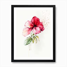 Hibiscus Herb Minimalist Watercolour 1 Art Print