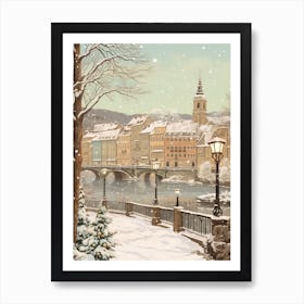 Vintage Winter Illustration Stockholm Sweden 2 Art Print