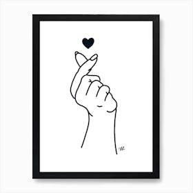 Black And White Hand Heart Art Print