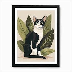 Black And White Cat 17 Art Print