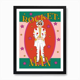 Rocket Man In Pink & Green Art Print