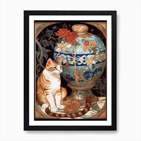 Stock With A Cat 3 Art Nouveau Style Art Print