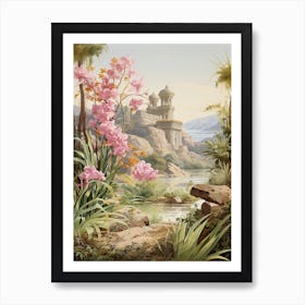 Bamboo Orchid Flower Victorian Style 3 Art Print