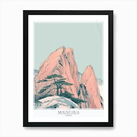 Mount Hua China Color Line Drawing 7 Poster Art Print
