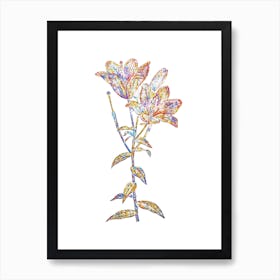 Stained Glass Orange Bulbous Lily Mosaic Botanical Illustration on White n.0097 Art Print