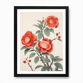 Tsubaki Camellia 1 Vintage Japanese Botanical Art Print