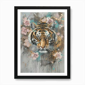 Tiger With Flowers 4 Art Print