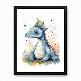 Maiasaura Cute Dinosaur Watercolour 3 Art Print