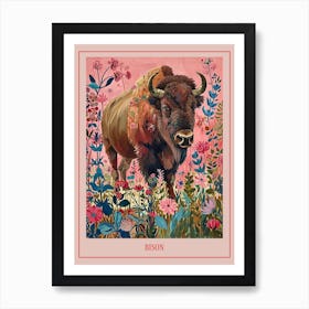 Floral Animal Painting Bison 3 Poster Art Print
