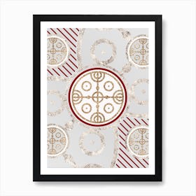 Geometric Abstract Glyph in Festive Gold Silver and Red n.0020 Art Print
