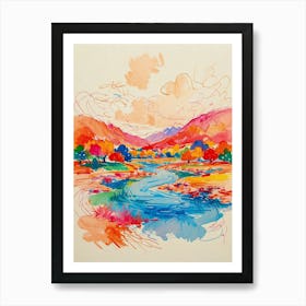 colorful illustration landscape Art Print