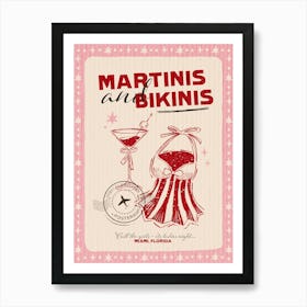 Martinis And Bikinis, Summer Lover Art Art Print