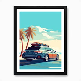 A Subaru Outback In The French Riviera Car Illustration 1 Art Print