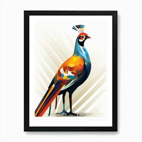 Colourful Geometric Bird Pheasant 2 Art Print