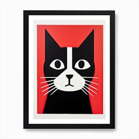 Cubist Canvas of Cats: Minimalism in Whiskered Wonders Art Print