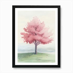 Cherry Tree Atmospheric Watercolour Painting 4 Art Print