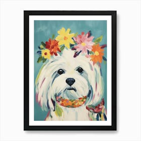 Maltese Portrait With A Flower Crown, Matisse Painting Style 3 Art Print