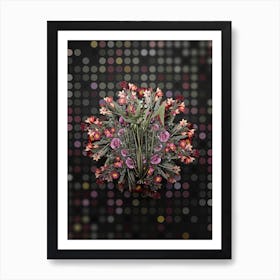 Vintage Arrowhead Flower Wreath on Dot Bokeh Pattern n.0160 Art Print