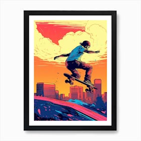 Skateboarding In Austin, United States Drawing 2 Art Print