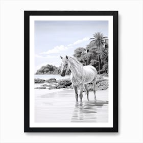 A Horse Oil Painting In Anse Lazio, Seychelles, Portrait 4 Art Print
