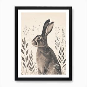Belgian Hare Blockprint Illustration 7 Art Print