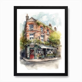 Bethnal Green London Neighborhood, Watercolour 4 Art Print