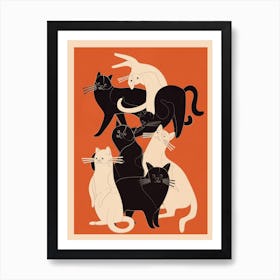 Minimal Abstract Cats 2 Art Print