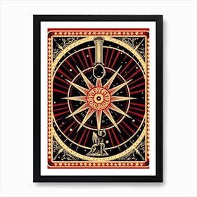 Wheel Of Fortune Tarot Card, Vintage 3 Art Print