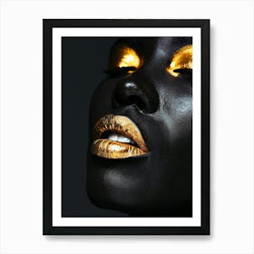 Black Woman With Gold Makeup 4 Art Print