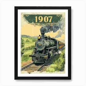 Aihrgdesign A Retro Poster Of A Powerful Steam Locomotive In 2 Art Print