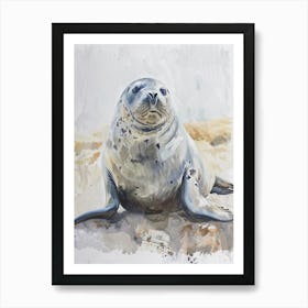 Elephant Seal Pastel Watercolour 4 Art Print