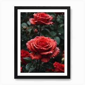 Red Roses In The Rain Print Art Print