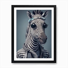 Funny Zebra Wearing Jackets And Glasses Cool Art Print