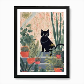 Black Cat And House Plants 4 Art Print