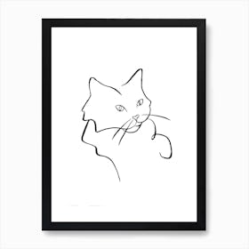 Minimal Fluffy Cat Art Print