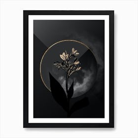 Shadowy Vintage Water Canna Botanical in Black and Gold Art Print