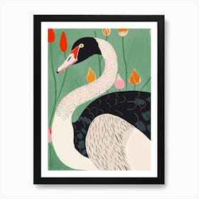 Swan In Flowers Art Print