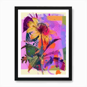 Cineraria 7 Neon Flower Collage Art Print