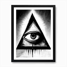 Eye Of Providence, Symbol, Third Eye Black & White Art Print