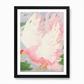 Pink Ethereal Bird Painting Chicken 1 Art Print