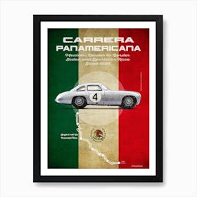 Carrera Panamericana Vintage MB 300SL Art Print