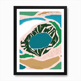 Blue Lake Jungle Abstract Art Print