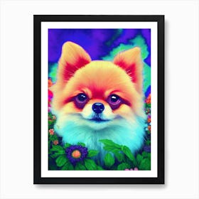 Colorful Pomeranian Dog Art Print