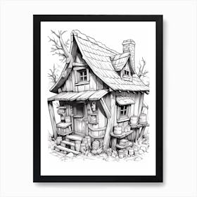 The Shrieking Shack (Harry Potter) Fantasy Inspired Line Art 1 Art Print