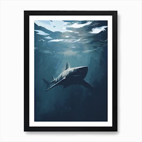  An Illustration Of A Dark Shadow Of A Shark Swimming 2 Art Print